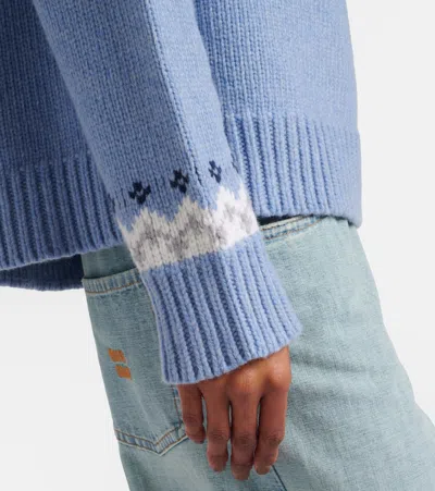 Miu Miu Fair Isle Virgin Wool Jacquard Sweater In Blue