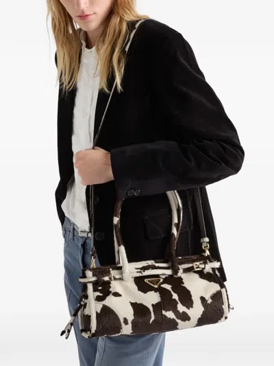 Prada Bonnie Medium Printed Leather Handbag In Multi