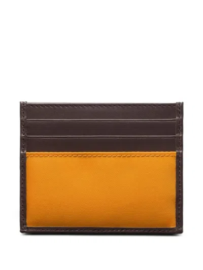 Prada Triangle-logo Leather Card Holder In Brown