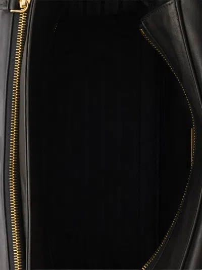 Prada Logo Leather Shoulder Bag In Black