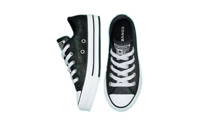 Converse (gs)  Chuck Taylor All Star Lift Platform Iridescent Leather 'black White' In Multi