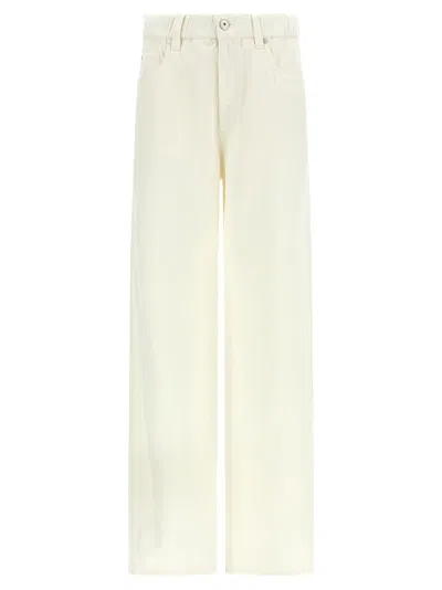 Brunello Cucinelli Crop Pants With Belt Loops And Pockets In Neutral