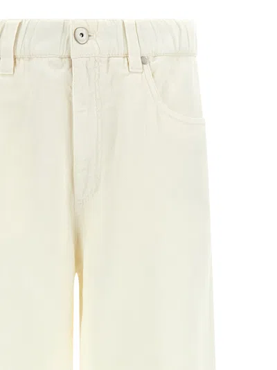 Brunello Cucinelli Crop Pants With Belt Loops And Pockets In Neutral