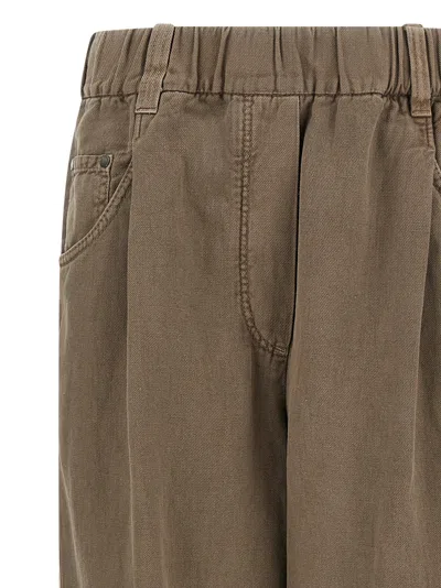 Brunello Cucinelli Cotton Trousers Pants Brown In Brown
