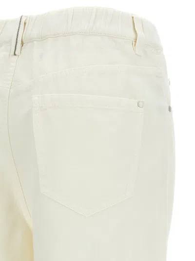 Brunello Cucinelli Crop Pants With Belt Loops And Pockets In Neutral