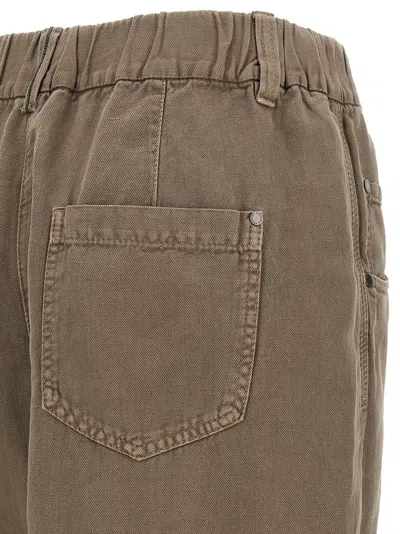 Brunello Cucinelli Cotton Trousers Pants Brown In Brown