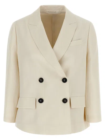 Brunello Cucinelli Double-breasted Blazer Blazers White In Neutral