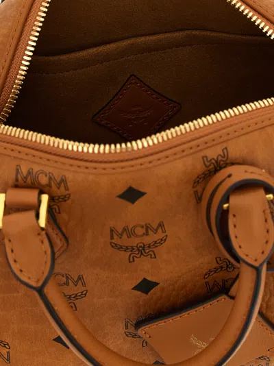 Mcm Ella Boston Handbag In Brown