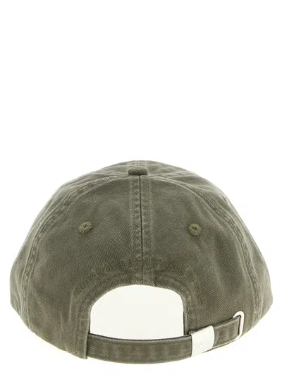 Ganni Green Baseball Cap With Logo Lettering Embroidery On The Front And Logo Patch On The Rear In Cotton  In Green