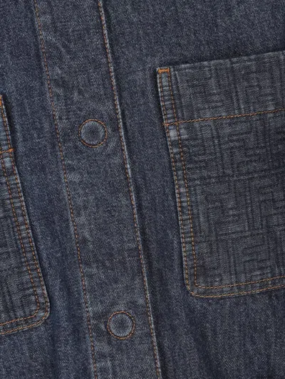 Fendi Go-to Denim Shirt Jacket With Quilted Ff Motif Clothing In Animal Print