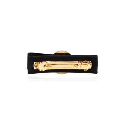 Versace Medusa-plaque Decorative-stitch Hairpin In Black