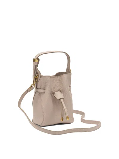 Gianni Chiarini Bucket Bag Textured Leather Adjustable Strap In Neutral