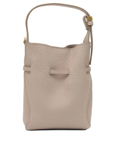 Gianni Chiarini Bucket Bag Textured Leather Adjustable Strap In Neutral