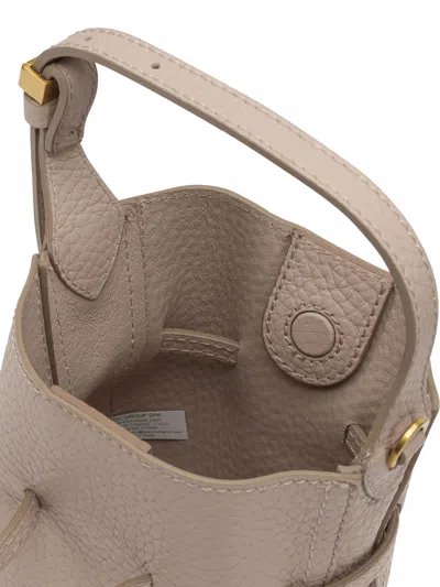 Gianni Chiarini Bucket Bag Textured Leather Adjustable Strap In Neutral