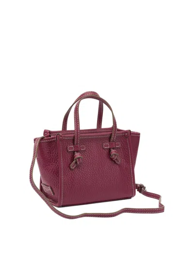 Gianni Chiarini Crossbody Bag Contrast Stitching Detachable Strap In Burgundy