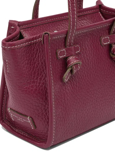 Gianni Chiarini Crossbody Bag Contrast Stitching Detachable Strap In Burgundy