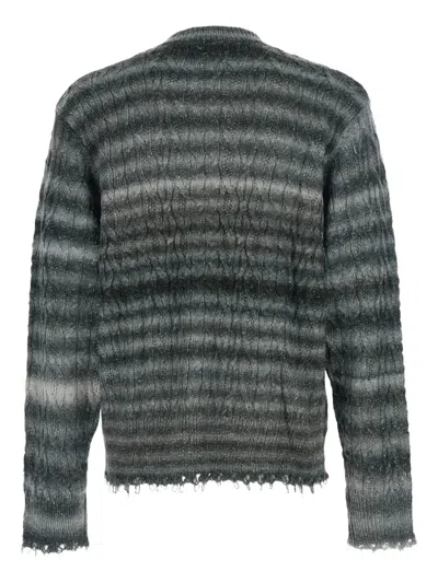 Won Hundred Fringed Striped Crew-neck Sweater In Gray