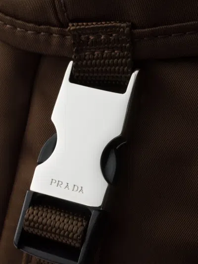 Prada Logo-detail Backpack In Brown