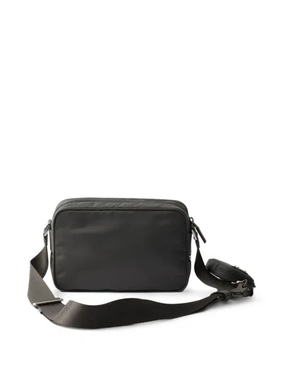Prada Zip Pouch Woven Strap Shoulder Bag In Black