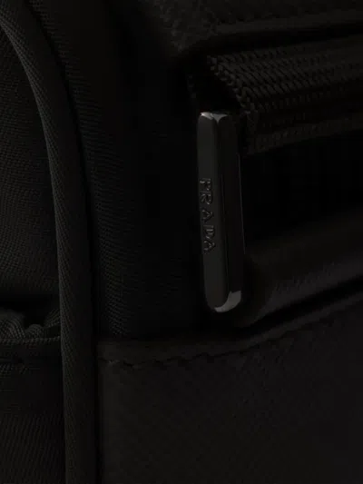 Prada Zip Pouch Woven Strap Shoulder Bag In Black
