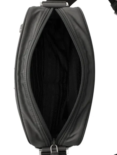 Prada Zip Pouch Woven Strap Shoulder Bag In Black