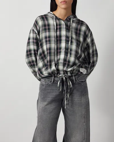 Acne Studios Hooded Nylon Silk Jacket Checked Pattern In Multi