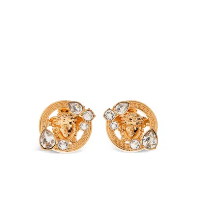 Versace Medusa Crystal-embellished Earrings In Gold