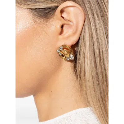 Versace Medusa Crystal-embellished Earrings In Gold