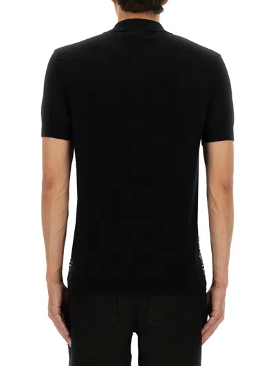 Balmain Monogram Polo In Black