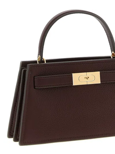 Tory Burch Lee Radziwill Pebble Mini Hand Bags Bordeaux In Brown