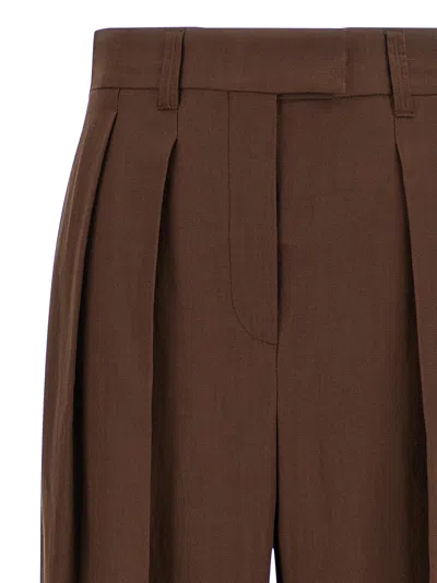 Brunello Cucinelli Linen Trousers Pants Brown In Brown
