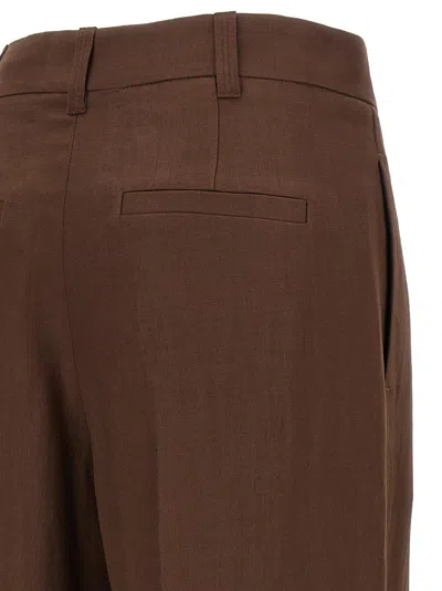 Brunello Cucinelli Linen Trousers Pants Brown In Brown