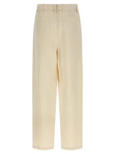 Brunello Cucinelli Linen Trousers Pants White In Neutral