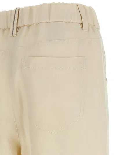 Brunello Cucinelli Linen Trousers Pants White In Neutral