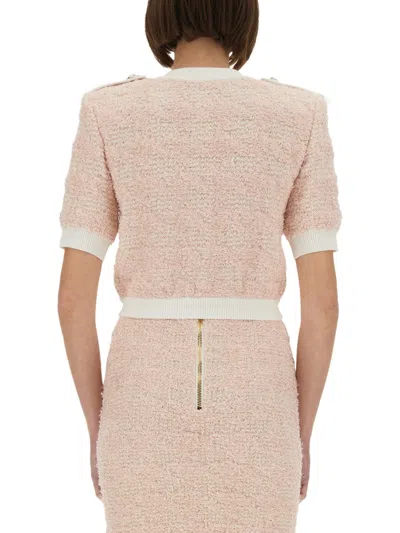 Balmain Knitwear Cardigan Button Detailing In Pink