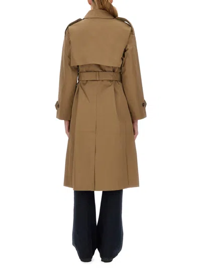Barbour Double-breasted Belted Coat Epaulettes In Nude