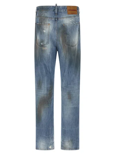 Dsquared2 Loose Twist Jeans Distressed Faded Five Pocket In Blue