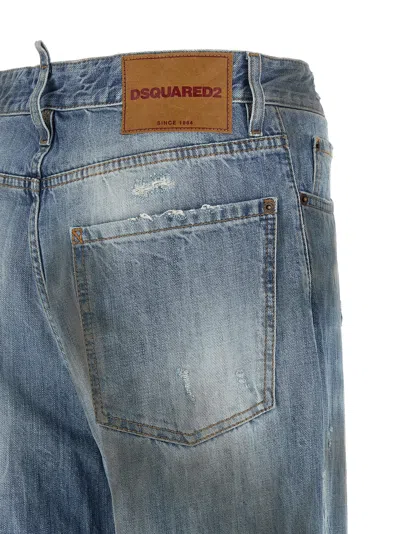 Dsquared2 Loose Twist Jeans Distressed Faded Five Pocket In Blue