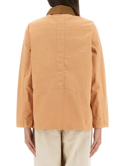 Barbour Collared Contrast Jacket Pockets In Brown