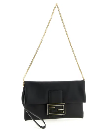 Fendi Mamma Baguette Clutch Bag Chain Wristlet In Black