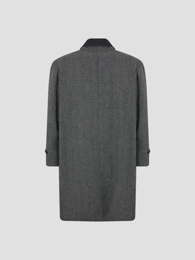Maison Margiela Single-breasted Black/white Wool Blend Coat In Multi