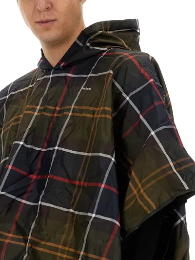 Barbour Sproof Tartan Poncho In Green
