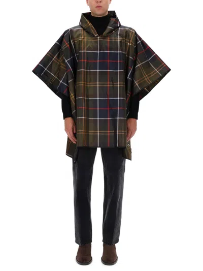 Barbour Sproof Tartan Poncho In Green