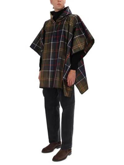 Barbour Sproof Tartan Poncho In Green