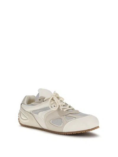 Axel Arigato Slow Runner White And Beige Sneaker With Mesh Inserts And Grooved Sole In Leather And Fabric Man In Animal Print