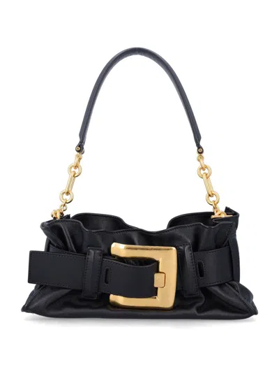 Balmain Mini Anthem Bag In Embossed Crocodile-print Calfskin In Black