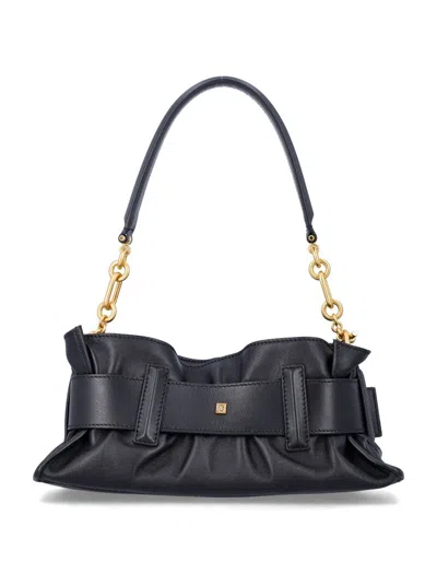 Balmain Mini Anthem Bag In Embossed Crocodile-print Calfskin In Black