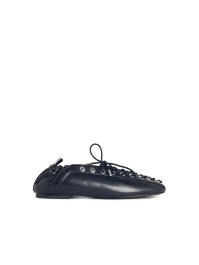 Ganni Lace Up Ballerina | In Black