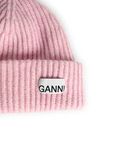 Ganni Rose Wool Beanie In Pink