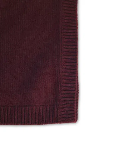 Maison Margiela Virgin Wool Hood Button Detail Knit In Burgundy